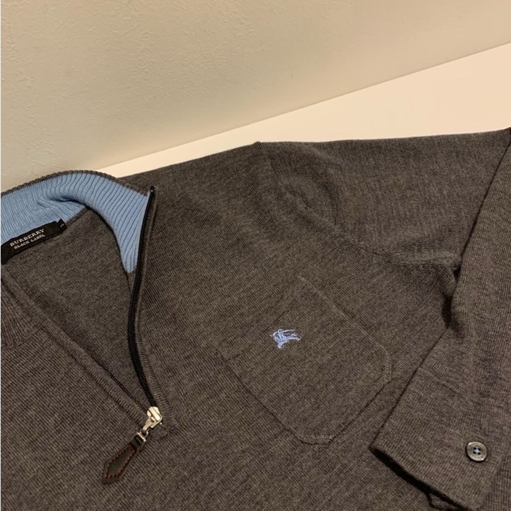 Burberry Charcoal Sweater with Blue Accents